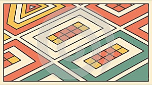Retro geometric rectangular pattern, vibrant and dynamic background, vector design Generative AI