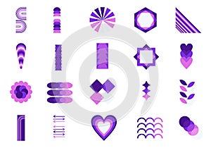 Retro Geometric Risograph Element Set