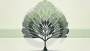 Retro Geometric Tree Logo in Light Green, Made with Generative AI