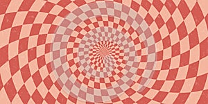 Retro geometric twirl checkered wallpaper. Abstract texture.