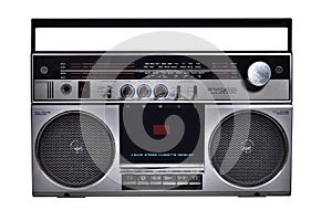 Retro ghetto blaster isolated on white