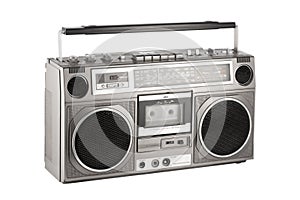 Retro ghetto blaster isolated on white with clipping path