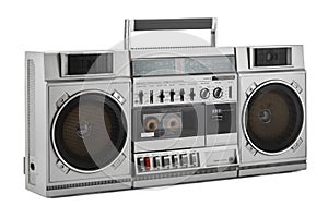 Retro ghetto blaster isolated on white with clipping path