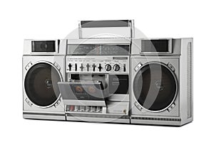 Retro ghetto blaster isolated on white with clipping path