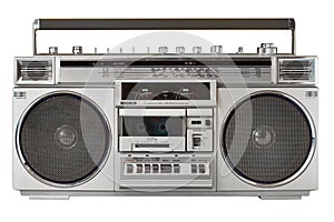 Retro ghetto blaster isolated on white with clipping path