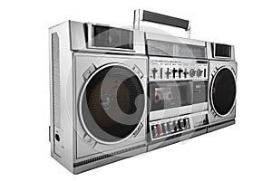 Retro ghetto blaster isolated on white with clipping path