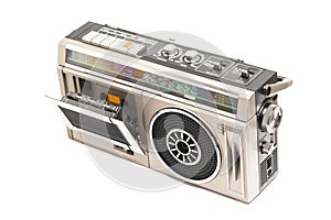 Retro ghetto radio boom box cassette recorder from 80s..