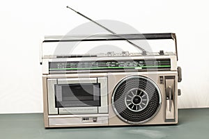 Retro ghetto radio boom box cassette recorder from 80s..