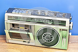 Retro ghetto radio boom box cassette recorder from 80s..