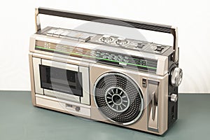 Retro ghetto radio boom box cassette recorder from 80s..