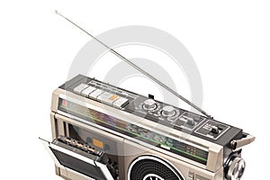 Retro ghetto radio boom box cassette recorder from 80s