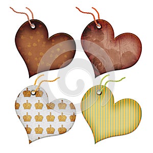 Retro Gift tags in the form of heart.