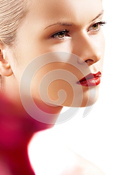 Retro glamour woman model, bright fashion make-up