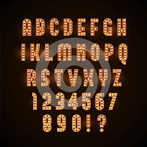Retro glowing font with yellow lamps eps 10