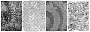 Retro grained halftone grunge textures set photo