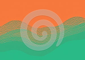 Retro grainy gradient background noise texture effect summer poster design orange teal green pink abstract wave pattern