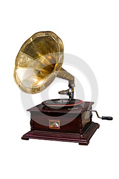 Retro gramophone with disc