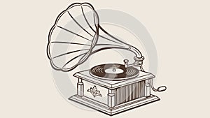 Retro Gramophone with Ornate Base and Phonograph, vector design Generative AI