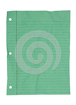 Retro green lined school crumpled paper background
