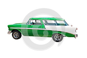 Retro green wagon hotrod