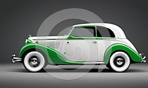 Retro Green and White Classic Car