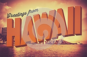 Retro Greetings From Hawaii Postcard