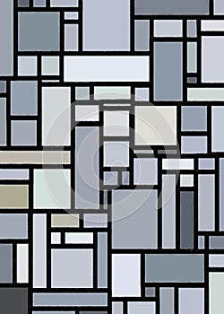 Retro Grey Block Mondrian Inspired Art photo