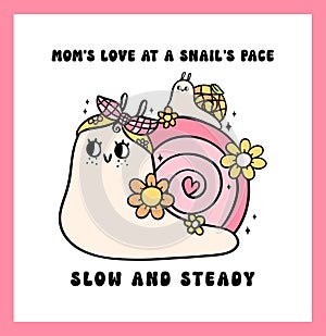 Retro Groovy Mothers Day card mom appreciation funny Doodle Drawing Vibrant Pastel Color for funny sarcastic Greeting Card and photo