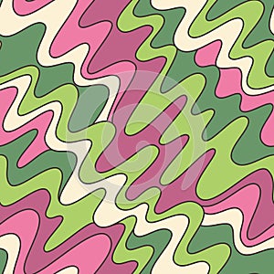 Retro Groovy Wiggly Stripes Vector Seamless Pattern photo