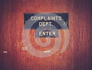 Retro Grunge Complaints Dept Door photo
