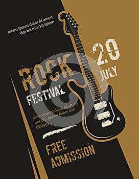 Retro grunge rock and roll, heavy metal, music festival vector poster design