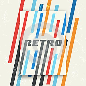Retro grunge texture background with vintage color stripes. Vector illustration