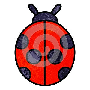 retro grunge texture cartoon of a lady bug