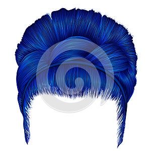 Retro hairstyle babette with pigtail.women blue hairs . fashion