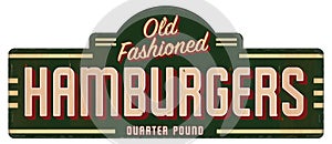 Retro Hamburger Sign Old Fashioned Quarter Pounder