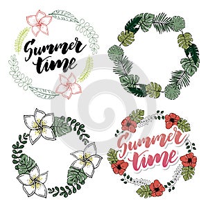 Retro hand drawn elements for Summer calligraphic designs. Vintage ornaments for Holidays