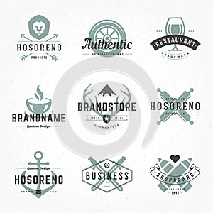 Retro Hand Drawn Logos Vector Templates Set