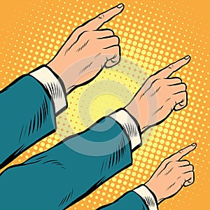 Retro hands pointing to the right up