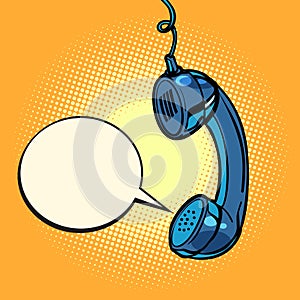 Retro handset. comic bubble