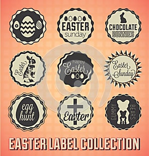 Retro Happy Easter Labels and Icons