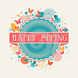 Retro Happy Spring label composition