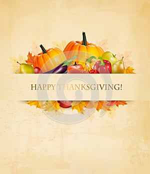 Retro Happy Thanksgiving Background.