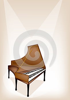 A Retro Harpsichord on Brown Stage Background