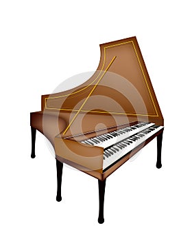 A Retro Harpsichord Isolated on White Background