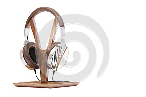 Retro headphones. Vintage old style 3d render illustration