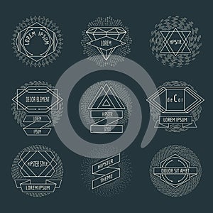 Retro hipster logos and labels with radial photo