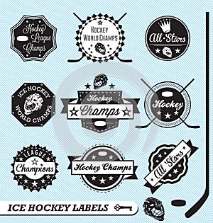Retro Hockey League Labels and Stickers