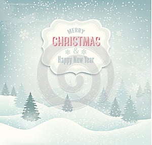 Retro holiday christmas background with winter lan