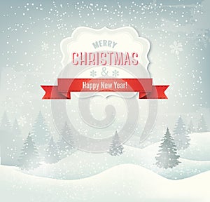 Retro holiday christmas background with winter lan