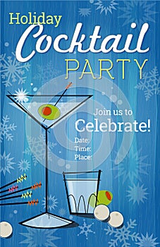 Retro Holiday Cocktail Party Invitation